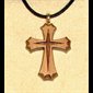 Varnished Cherry Wood Cross & Rope Pendant, 1 1/8" (2.9 cm)
