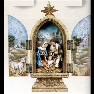 Nativity triptych 10" (25.5 cm) Ht. Resin-Stone mix / 1 pc