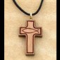 Varnished Cherry Wood Cross & Rope Pendant, 1 1/8" (2.9 cm)