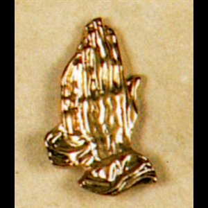 Lapel Pin "Praying Hands" Gold-Plated Metal. (Carded)