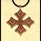 Varnished Cherry Wood Cross & Rope Pendant, 1 1/8" (2.9 cm)