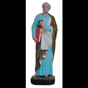 St. Peter Color Fiberglass Outdoor Statue, 12" (30 cm)