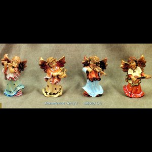 Anges debout 4" (10 cm) en résine couleur / Ens. de 4 un
