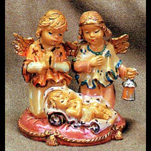 Color Resin Guardians Angels and Child, 4.5" (11.5 cm)
