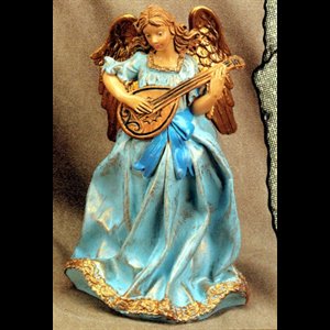 Blue and Gold Resin Standing Angel, 8" (20 cm)