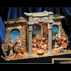 Lighted Stone Stable 12.5" (32 cm)  Ht.