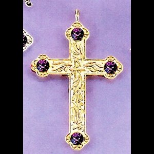 Gold Plated Pectoral Cross 3 3/8"  with 36" cable chain