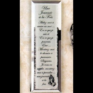 Plaque Miroir Biseauté "Un Jour À La Fois", 2.25" x 6 7/8"