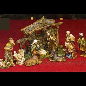 Chrismas crib 3" resin / 13-pc + stable