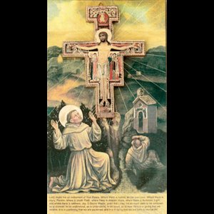 St. Damian Wood Cross With Prayer Card, 4.75" (12 cm)