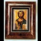 Icon Christ Pantocrator In Mahogany Wood Frame, 4.5"/11.5 cm