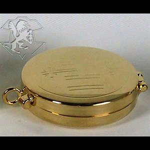 Pyx IHS gold plated 2 1/8" x 6/8" (5.4 x 1.8 cm)