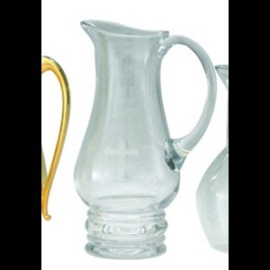 Flagon (glass), 11.5" H. (29 cm) 52 oz. w/etched cross
