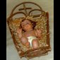 Plaster Infant Jesus W/ Glass Eyes & Crib, 9" (23 cm)