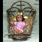 Plaster Infant Jesus W/ Glass Eyes & Crib, 9" (23 cm)