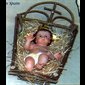 Plaster Infant Jesus W/ Glass Eyes & Crib, 9" (23 cm)