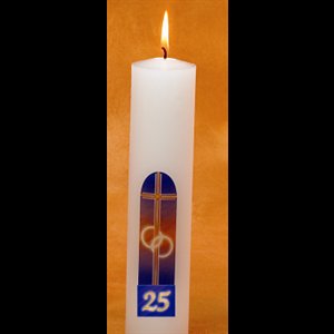 Cierge 25e anniversaire de mariage 2" x 9" (51 x 230 mm)