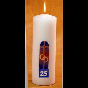 25th Anniversary Wedding Candle, 3" x 9" (76 x 230 mm)