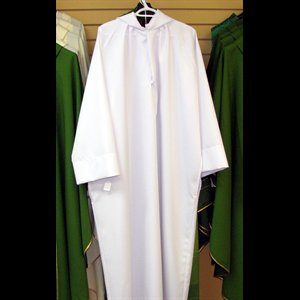 Mass server Alb with hood collar White 62"