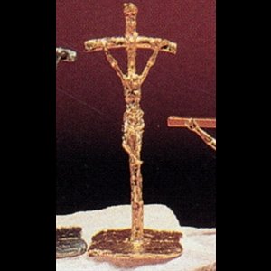 Altar crucifix 4" Papal in pewter gold plated