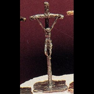 Altar crucifix 4" Papal in pewter silver plated