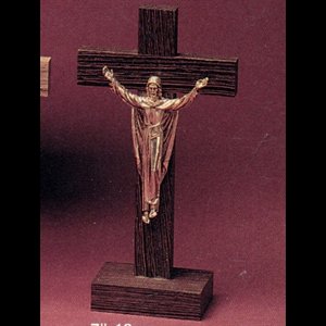 Altar Crucifix 7" (18 cm) Wenge wood/Pewter corpus gold
