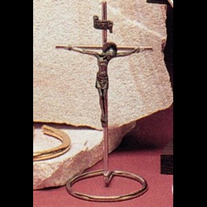 Altar Crucifix 4" (10 cm) Silver metal/Pewter corpus silver