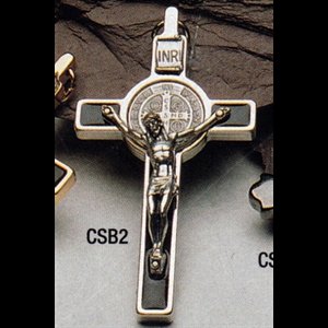 St. Benedict Cross 3" (7.6 cm) black enamelled /rhodium