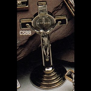 St. Benedict Cross 3.5" (9 cm) w/base rhodium finish