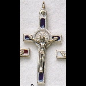 St. Benedict Cross 1" (2.5 cm) Blue & Silver / un