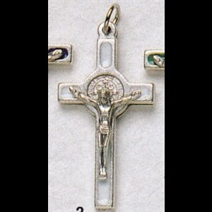 St. Benedict Cross 1" (2.5 cm) White & Silver / un