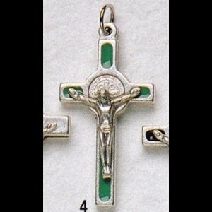 St. Benedict Cross 1" (2.5 cm) Green & Silver / un