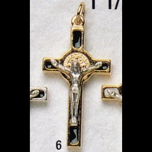 St. Benedict Cross 1" (2.5 cm) Black & Gold / un