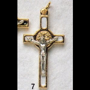 St. Benedict Cross 1" (2.5 cm) White & Gold / un