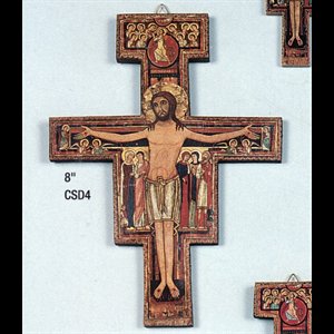 St. Damien Wood Cross, 8" (20 cm)