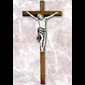 Dark Oak Crucifix, Antique Silver Finish Corpus, 34"
