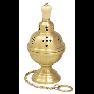 Censer and Boat Satin Brass 9'' Ht. x 4.5'' D.