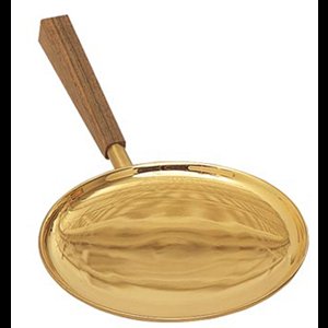 Communion Paten, Gold Plated & Walnut, 7" D. (18 cm)