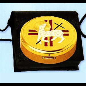Pyx and Leather Burse (60 host capacity) 3.25'' x 1''