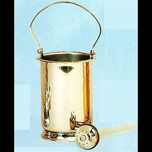 Bénitier de bénédiction et goupillon 6.5'' H. x 4.75'' D