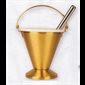 Bénitier de bénédiction et goupillon 7'' H. x 6.5'' D. inox.
