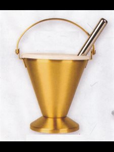 Holy Water Pot and Sprinkler, Stainless Steel 7'' H. x 6.5"