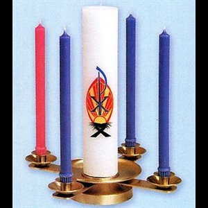 Advent Wreath with Sockets, Satin Brass  3'' Ht. x 15'' W.