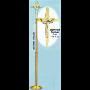 Processional Crucifix, Satin Brass 78'' H. x 12'' base