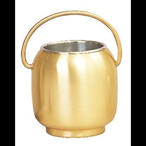 Holy Water Pot and Sprinkler, Satin Bronze 6 .25" H.