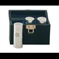 Sacristy Oil Set with case 3.75'' H. x 5.5'' D.