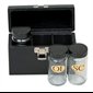 Sacristy Oil Set, Glass with case 3.75'' H. x 6'' D.