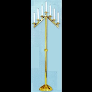 Floor Candelabra, 7 Light, Brass, 60" H. x 10.5" B.