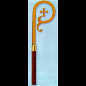 Bishop Crozier, Brass with Walnut Staff 72'' H.