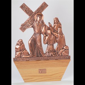 Chemin de croix en bronze et bois 24'' x 17'', 14 stations